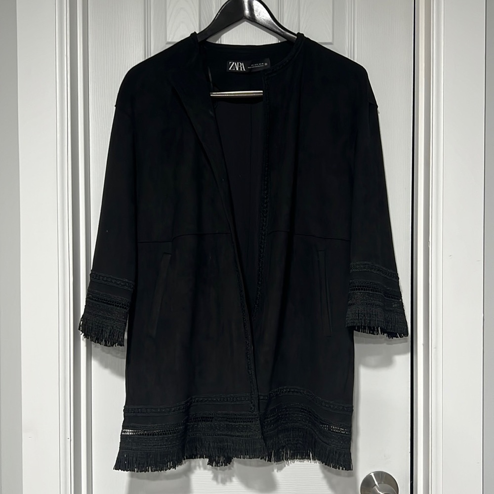 Zara | Suede Boho Jacket With Fringe - Women's S